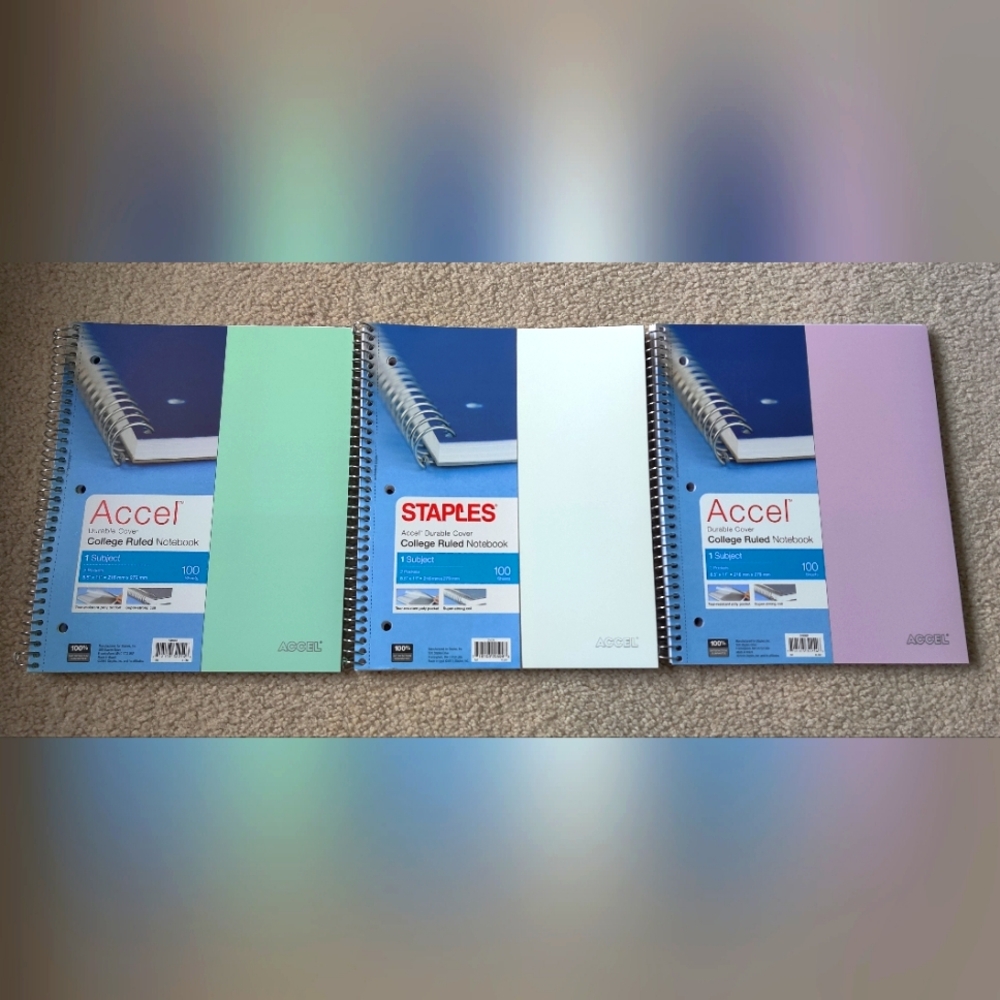 College Ruled Notebooks, 1 Subject 100 Sheets Bundle of 3 New